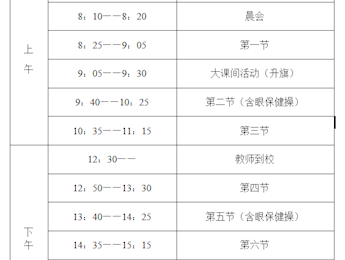 辛庄中心小学作息时间表（2021春）